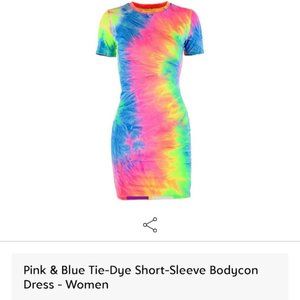 Tie dye short sleeve bodycon dress
